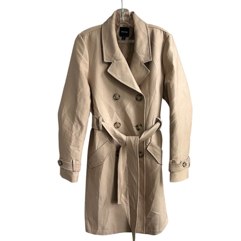 RW&Co. Women's Beige Double Breasted Trench Coat US M.
